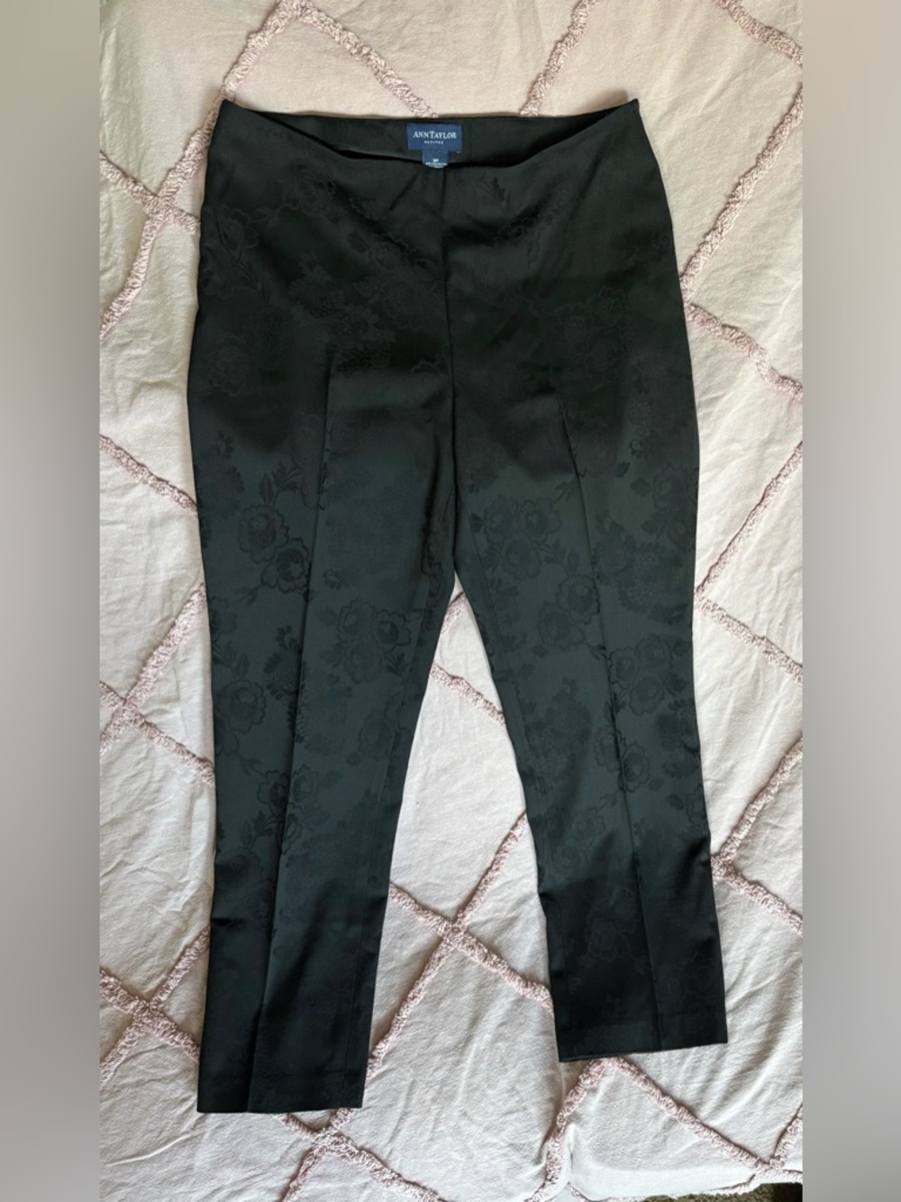 Ann Taylor Black Floral Jacquard Slim Dress Pants